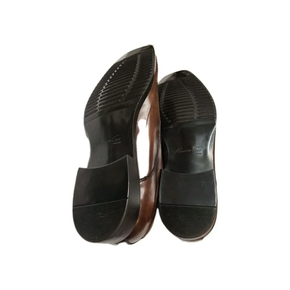 Kenneth Cole New York Derby Set Your Clock Brown Leather Round Toe Shoes Sz 10.5